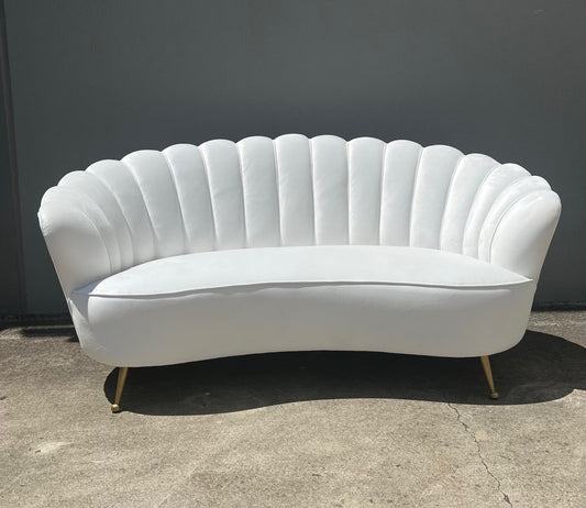White velvet sofa